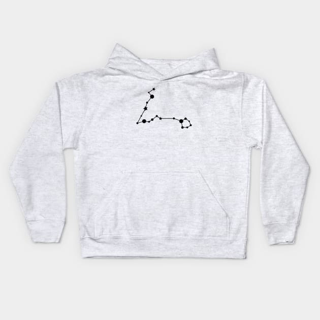 Pisces Zodiac Constellation in Black Kids Hoodie by Kelly Gigi